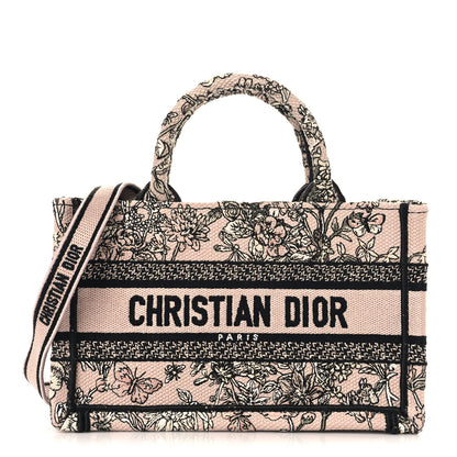 Christian Dior Canvas Embroidered Mini Book Tote With Strap Pink Multicolor 1 of 11