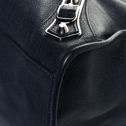 Balenciaga Chevre Silver Metallic Edge Hardware City Bleu Nuit Dark Sea 10 of 14