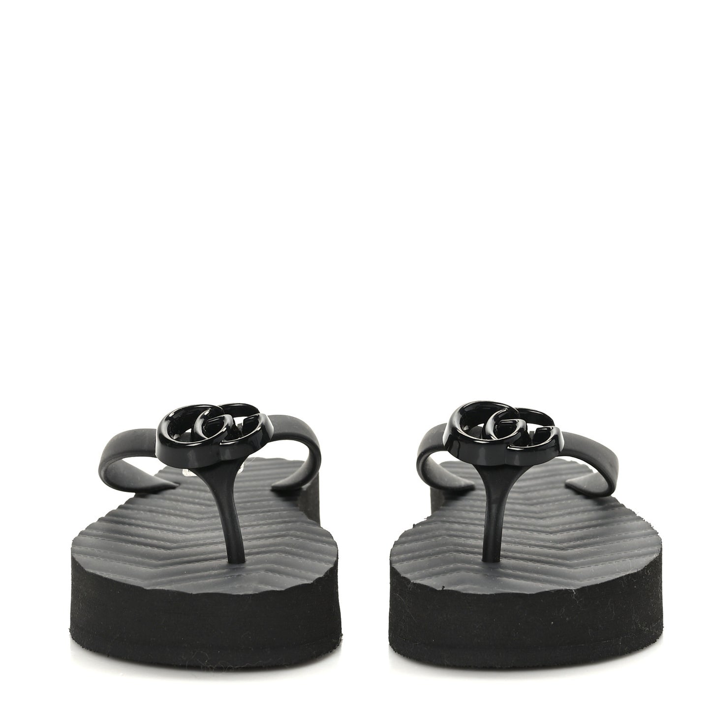 Rubber Chevron Womens GG Thong Sandals 36 Black