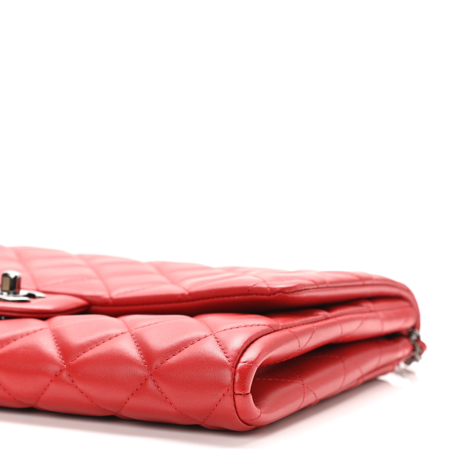 Chanel Lambskin Quilted Clutch With Chain Flap Red 10 of 11