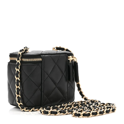 Chanel Lambskin Quilted Mini Vanity Case With Chain Black 3 of 11