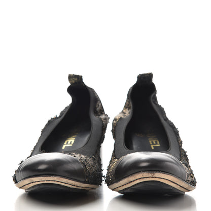 Chanel Metallic Lambskin Cap Toe CC Elastic Stretch Pumps 38 Black 2 of 11