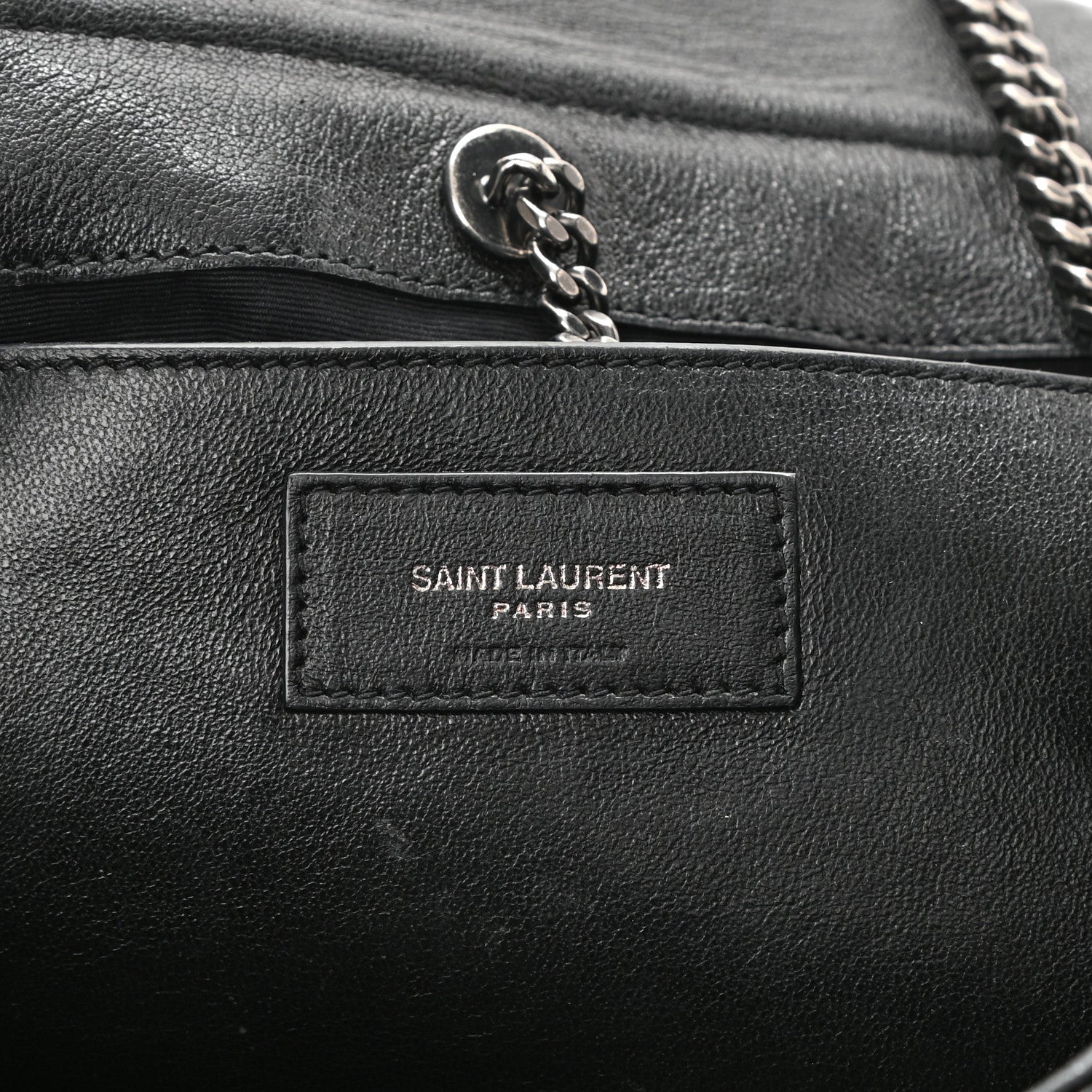 Saint Laurent Pebbled Lambskin Chevron Monogram Small Nolita Black 6 of 8