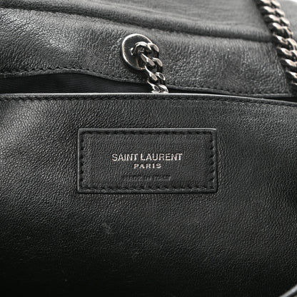 Saint Laurent Pebbled Lambskin Chevron Monogram Small Nolita Black 6 of 8