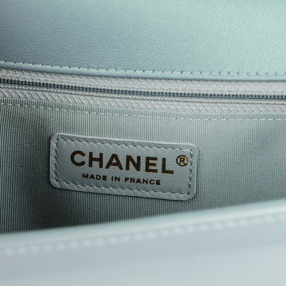 Chanel Iridescent Calfskin Quilted New Medium Boy Flap Light Blue 7 of 8