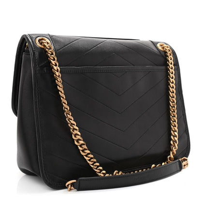 Saint Laurent Lambskin Matelasse Monogram Medium Niki Chain Satchel Black 3 of 11