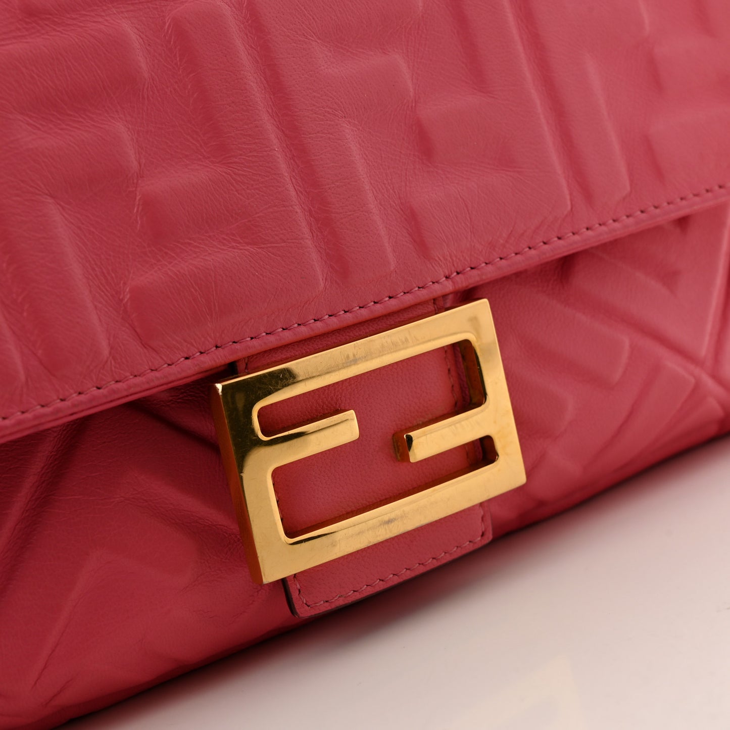 Nappa FF 1974 Embossed Baguette Rosa Fluo