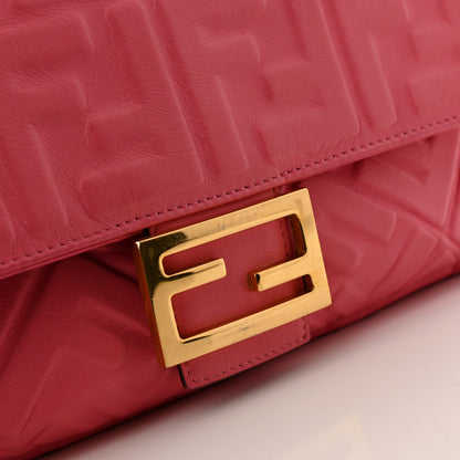 Fendi Nappa FF 1974 Embossed Baguette Rosa Fluo 12 of 14