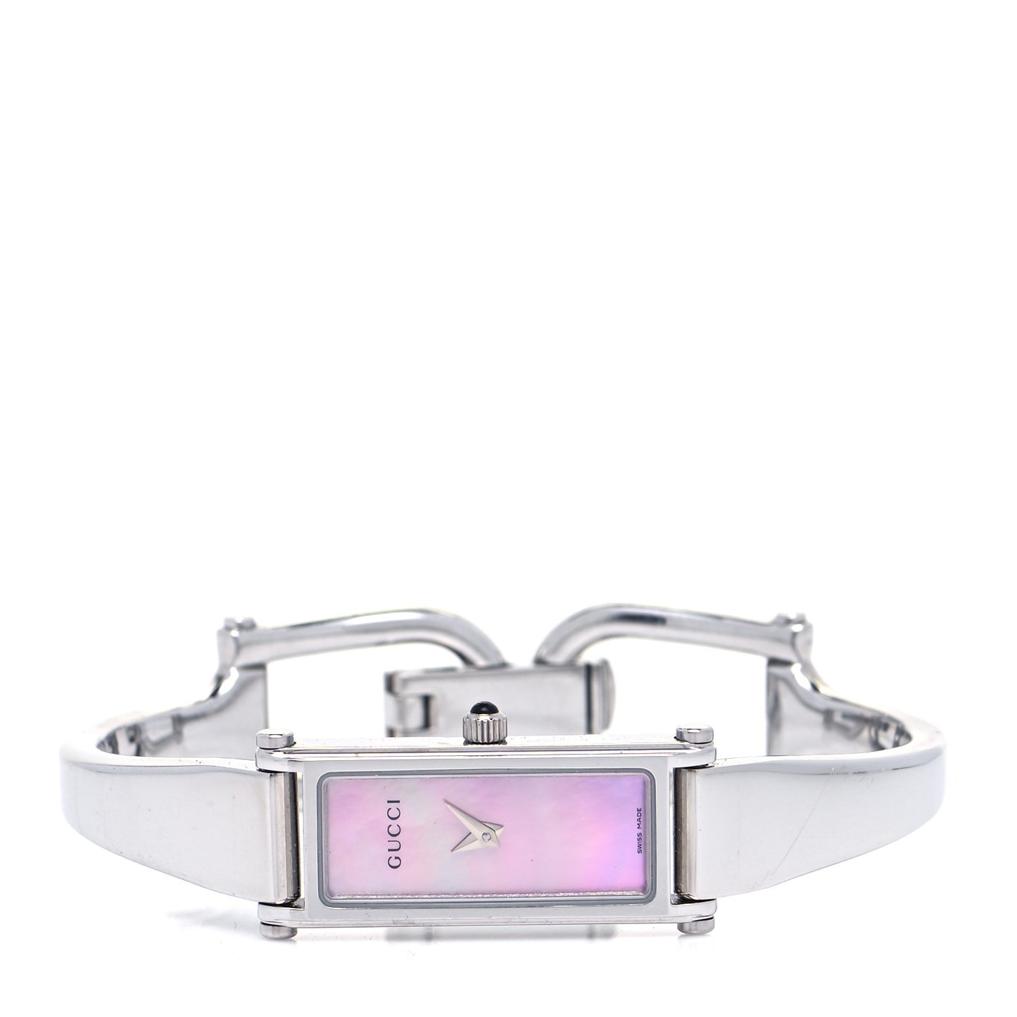 Stainless Steel Pink Mother of Pearl 12mm 1500L Horsebit Quartz Watch