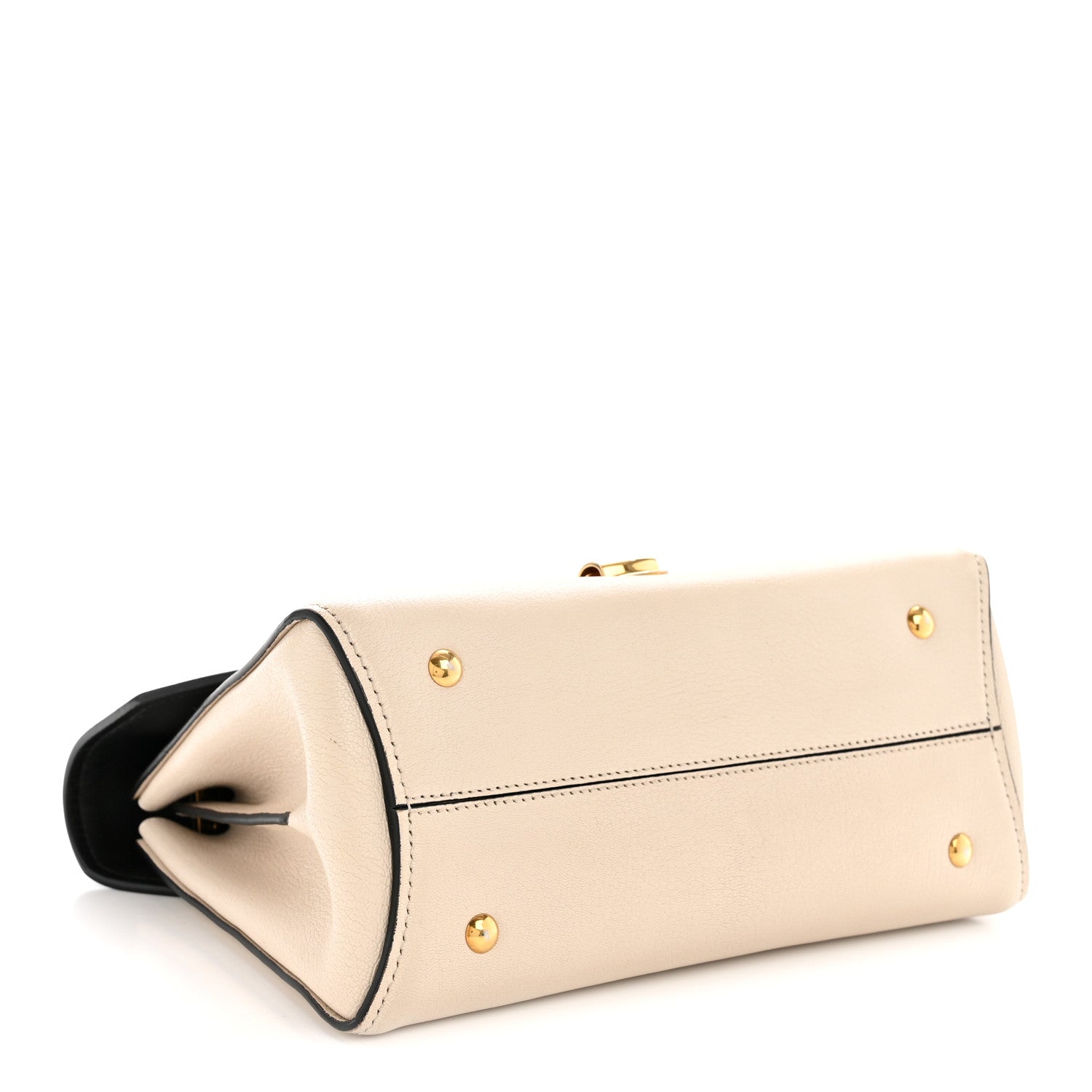 Salvatore Ferragamo Calfskin Small Margot Top Handle Satchel Bone Black 4 of 13