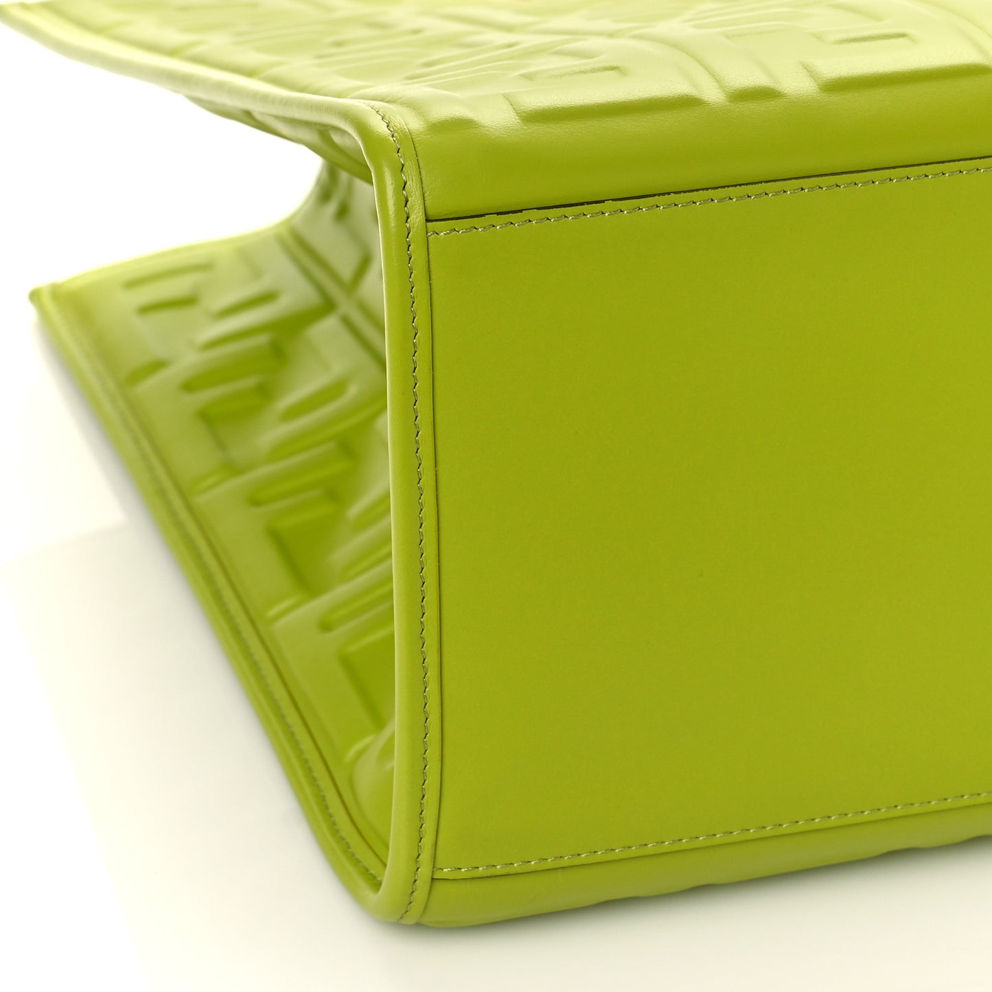 Vitello Plexiglass FF Embossed Medium Fendi Sunshine Shopper Tote Wasabi