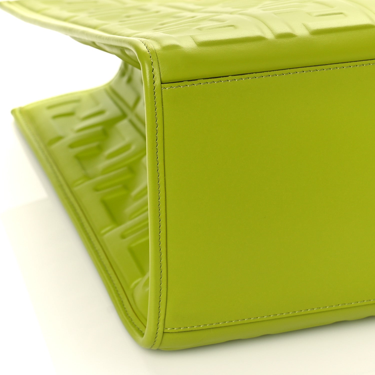 Fendi Vitello Plexiglass FF Embossed Medium Fendi Sunshine Shopper Tote Wasabi 7 of 8