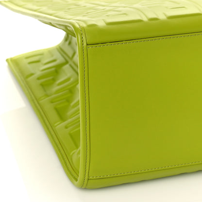 Fendi Vitello Plexiglass FF Embossed Medium Fendi Sunshine Shopper Tote Wasabi 7 of 8