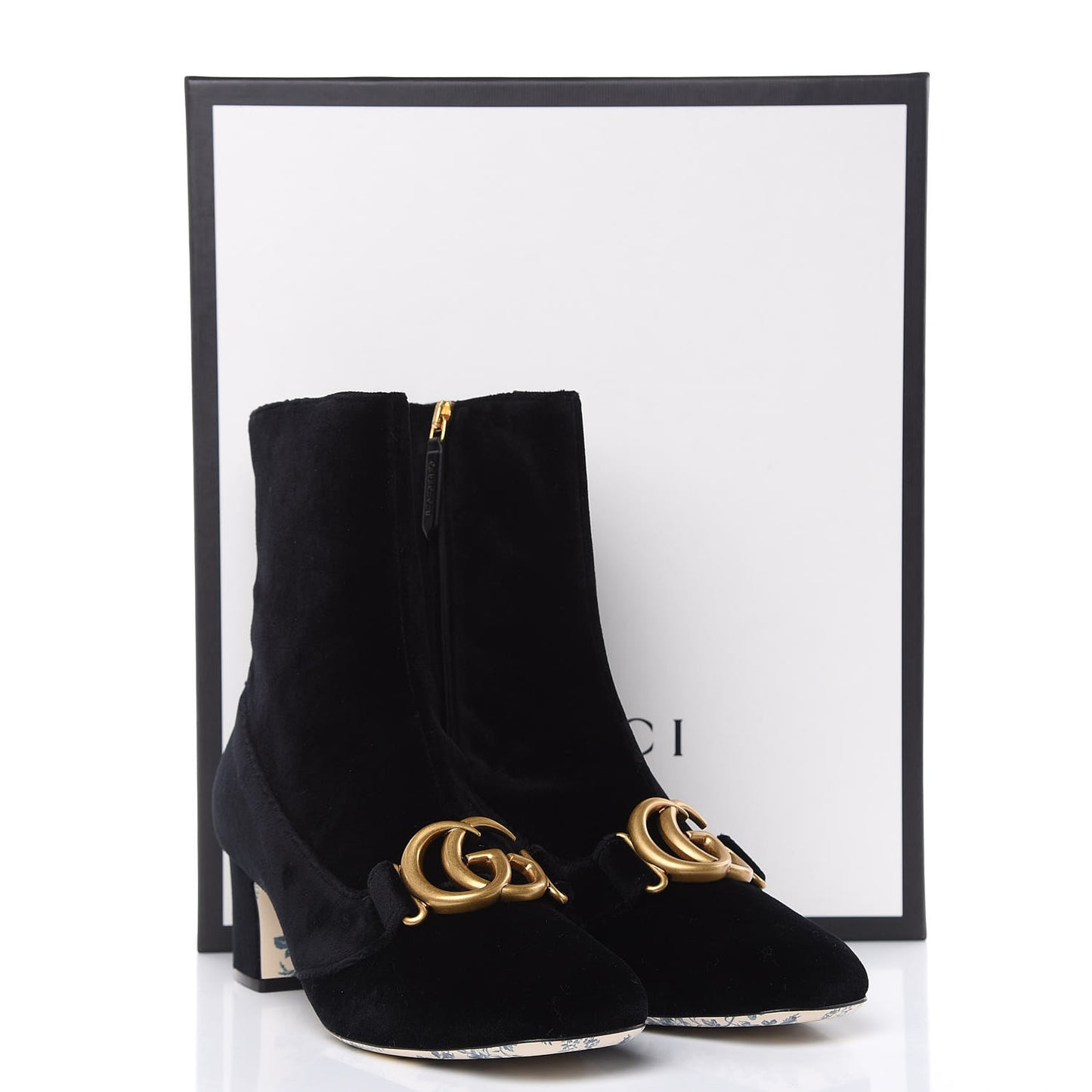 Softy Velvet Malaga Kid GG Victoire 55mm Ankle Boots 39 Black