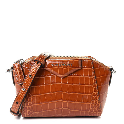 Givenchy Calfskin Crocodile Embossed Nano Antigona Tan 1 of 8