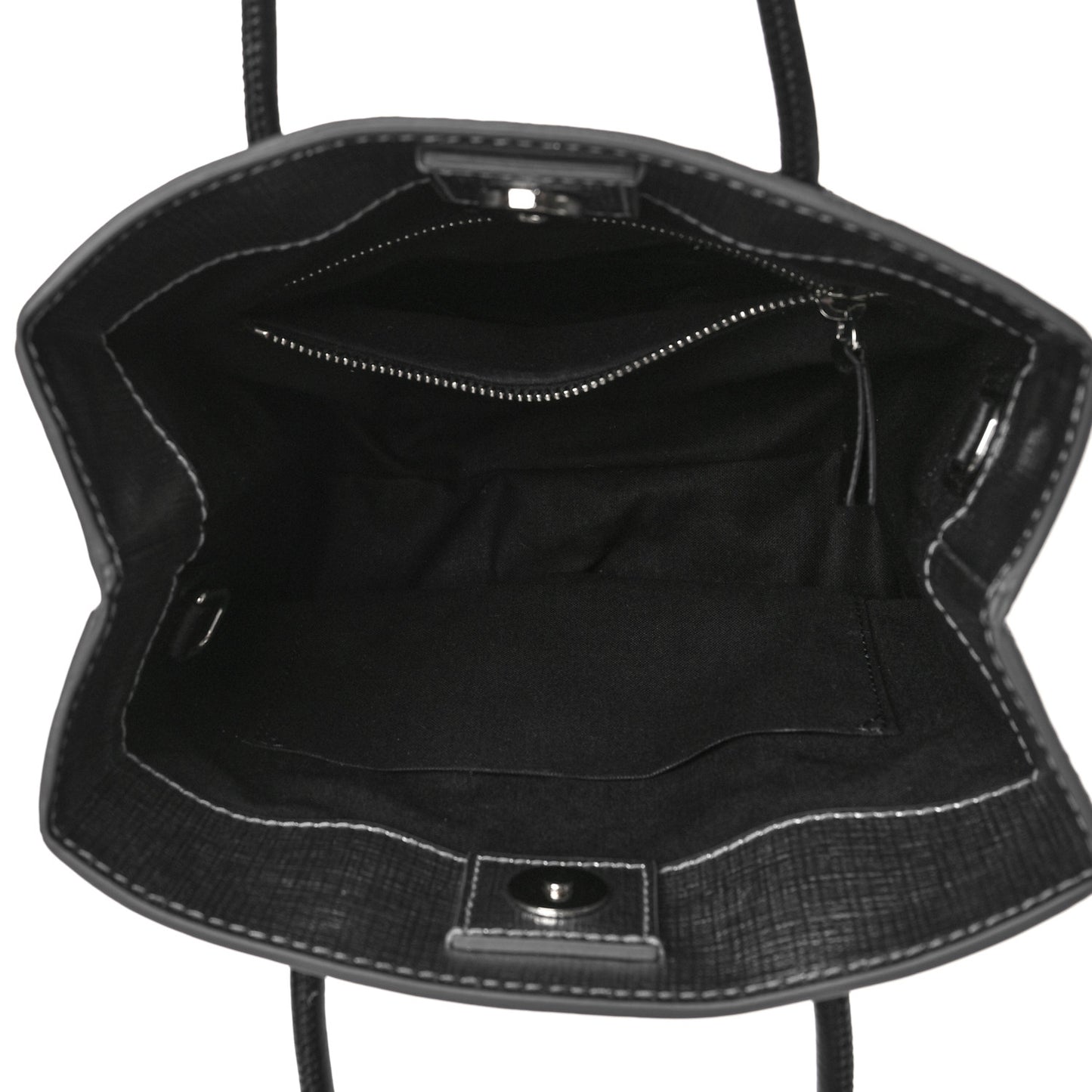 Metallic Squared Calfskin Logo North South Shopper Tote XXS Silver