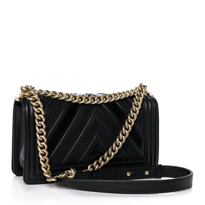Chanel Caviar Suede Calfskin Chevron Medium Boy Flap Black 2 of 11