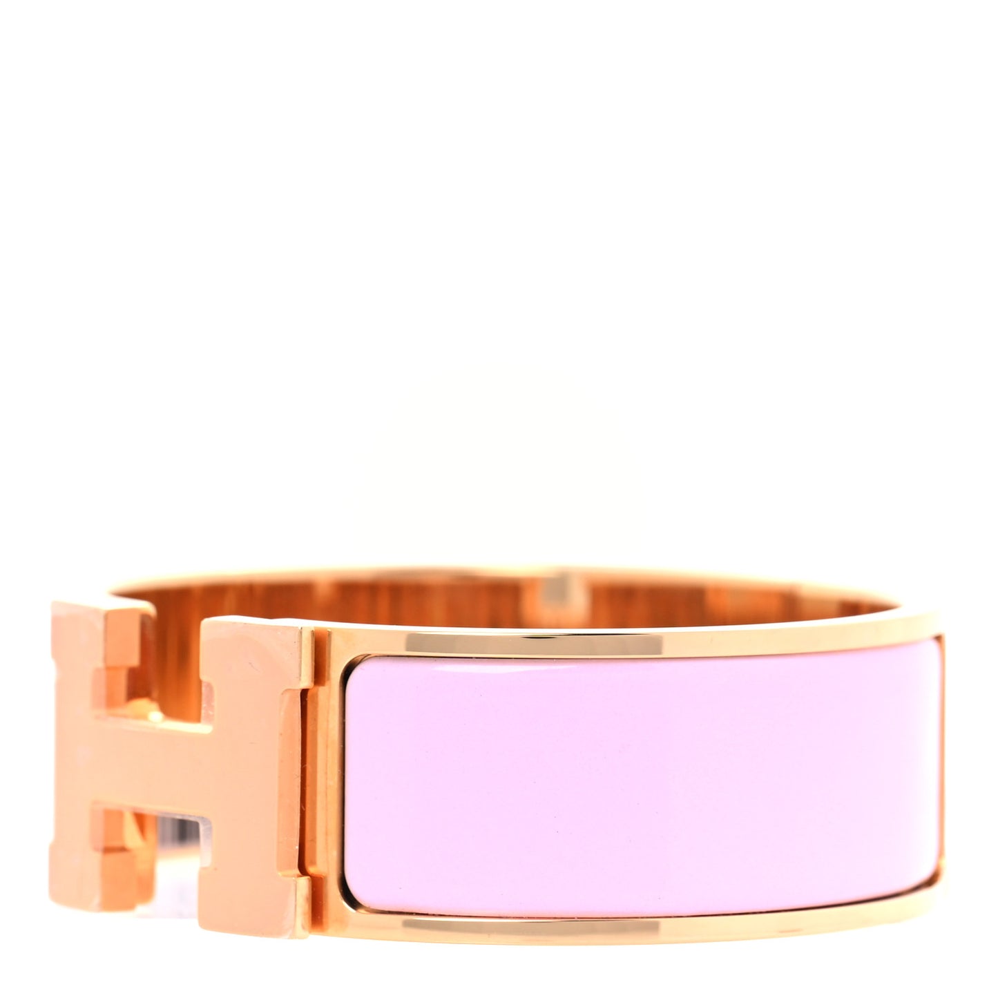 Enamel Wide Clic Clac H Bracelet PM Rose Dragee