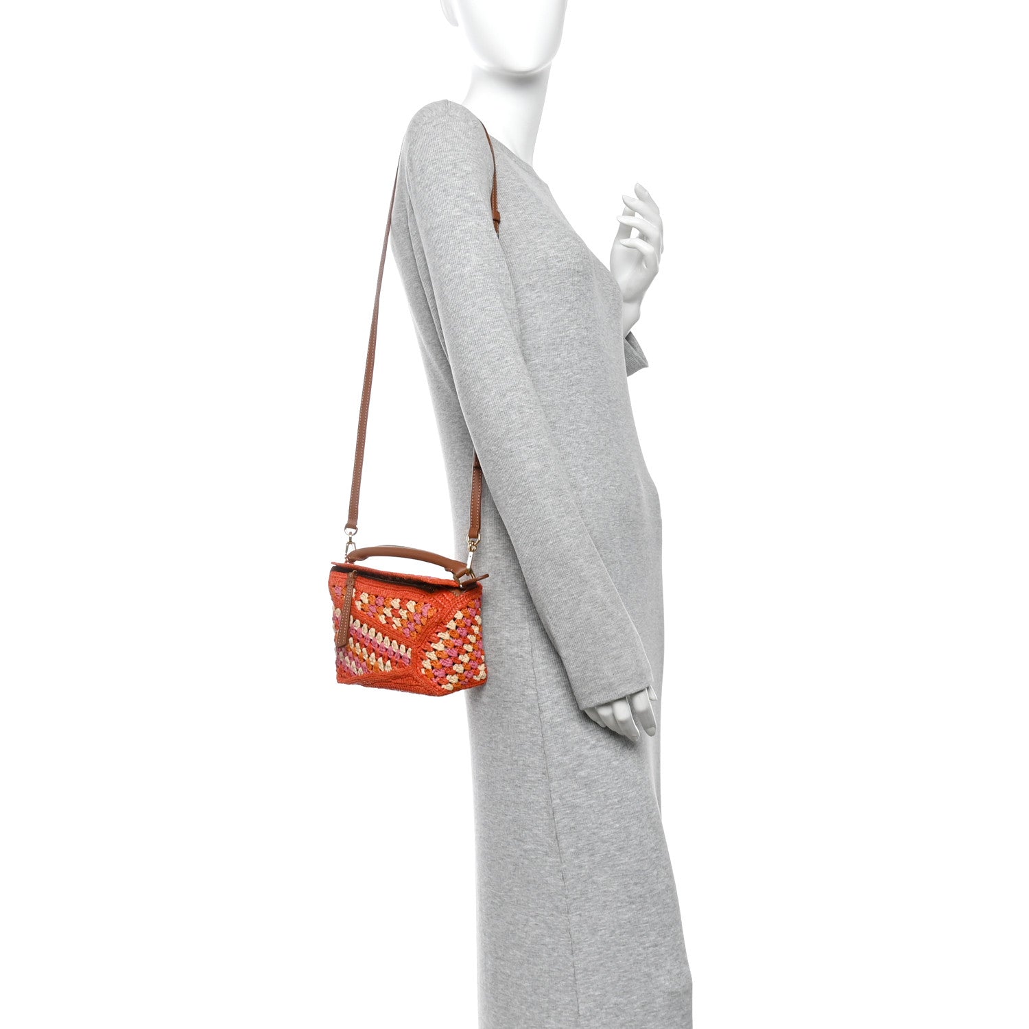 Loewe Raffia Crochet Calfskin Paula's Ibiza Mini Puzzle Edge Bag