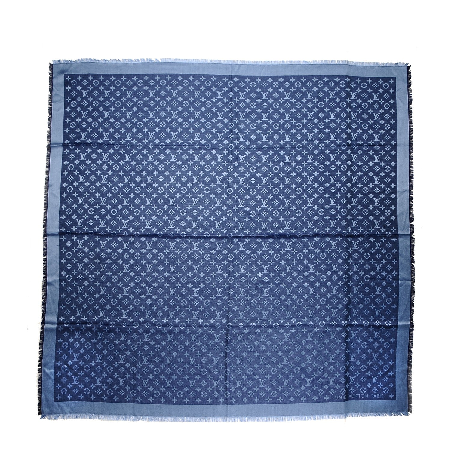 Louis Vuitton Silk Wool Monogram Denim Shawl Blue 1 of 6