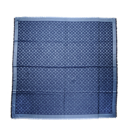 Louis Vuitton Silk Wool Monogram Denim Shawl Blue 1 of 6