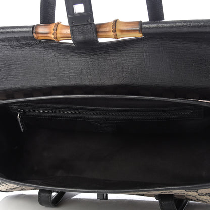 Gucci Monogram Bamboo Bullet Satchel Black 5 of 10