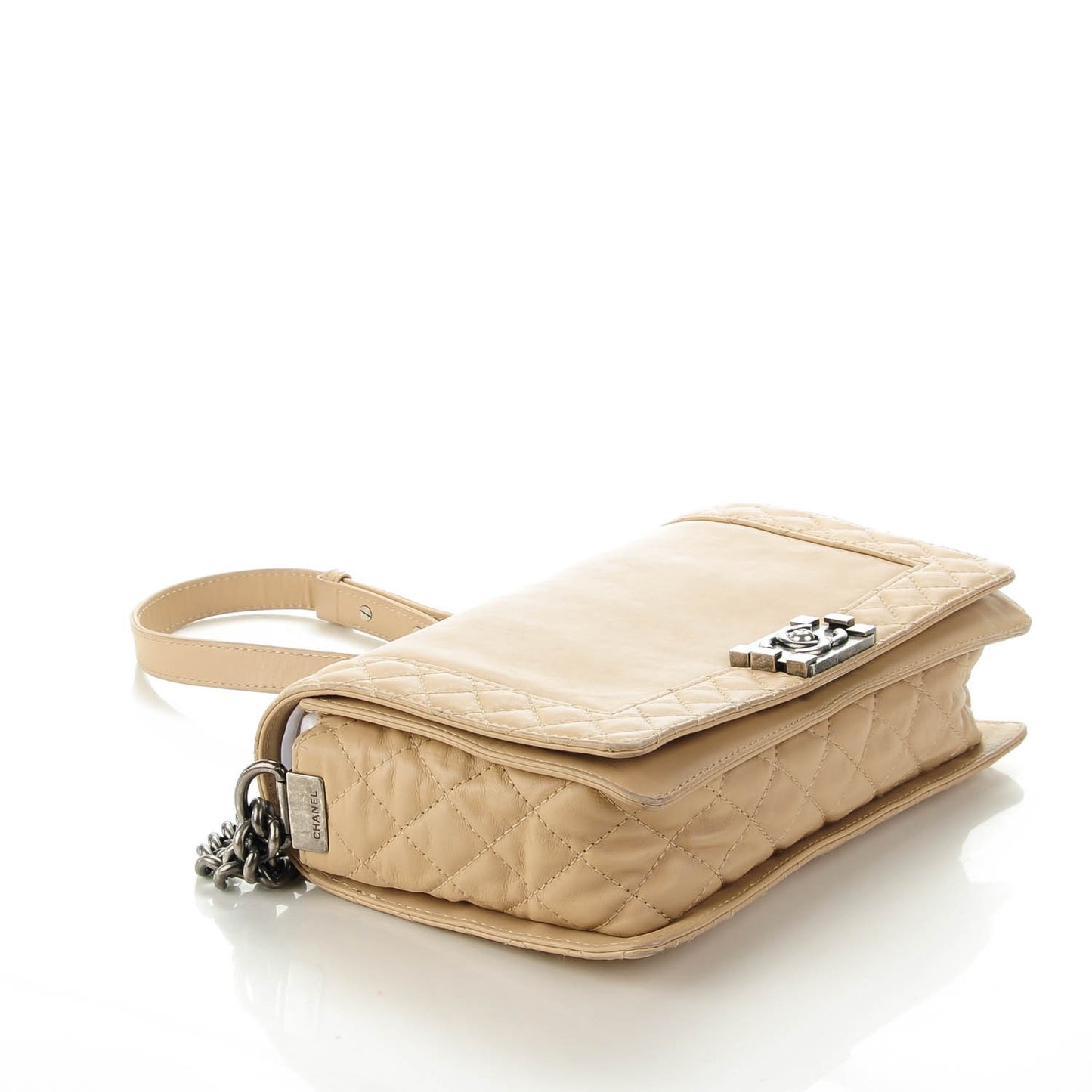Calfskin Medium Boy Reverso Flap Beige Clair