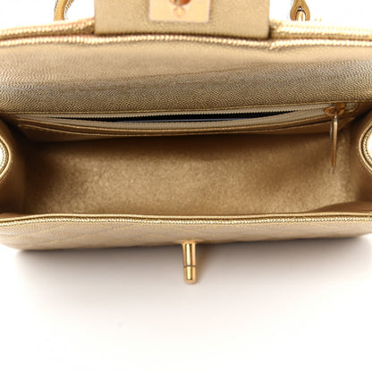 Chanel Metallic Caviar Quilted Mini Top Handle Rectangular Flap Gold 5 of 10
