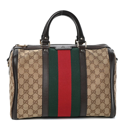 Gucci Monogram Vintage Web Medium Boston Dark Brown 1 of 9
