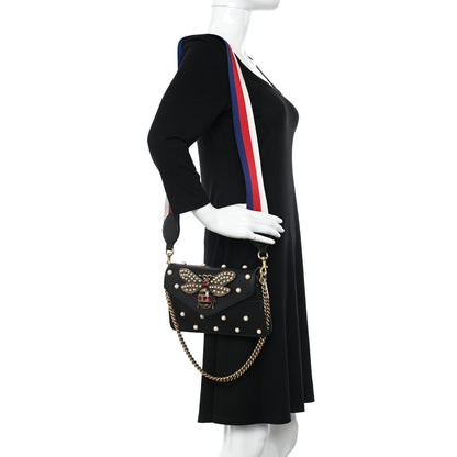 Gucci Nappa Pearl Studded Mini Queen Margaret Broadway Shoulder Bag Black 2 of 12