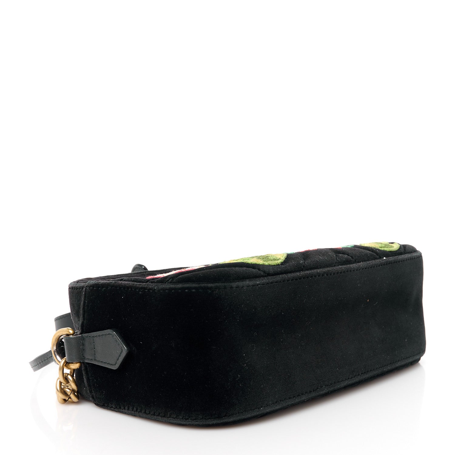 Gucci Velvet Matelasse Deer Embroidered Small GG Marmont Chain Shoulder Bag Black 4 of 10