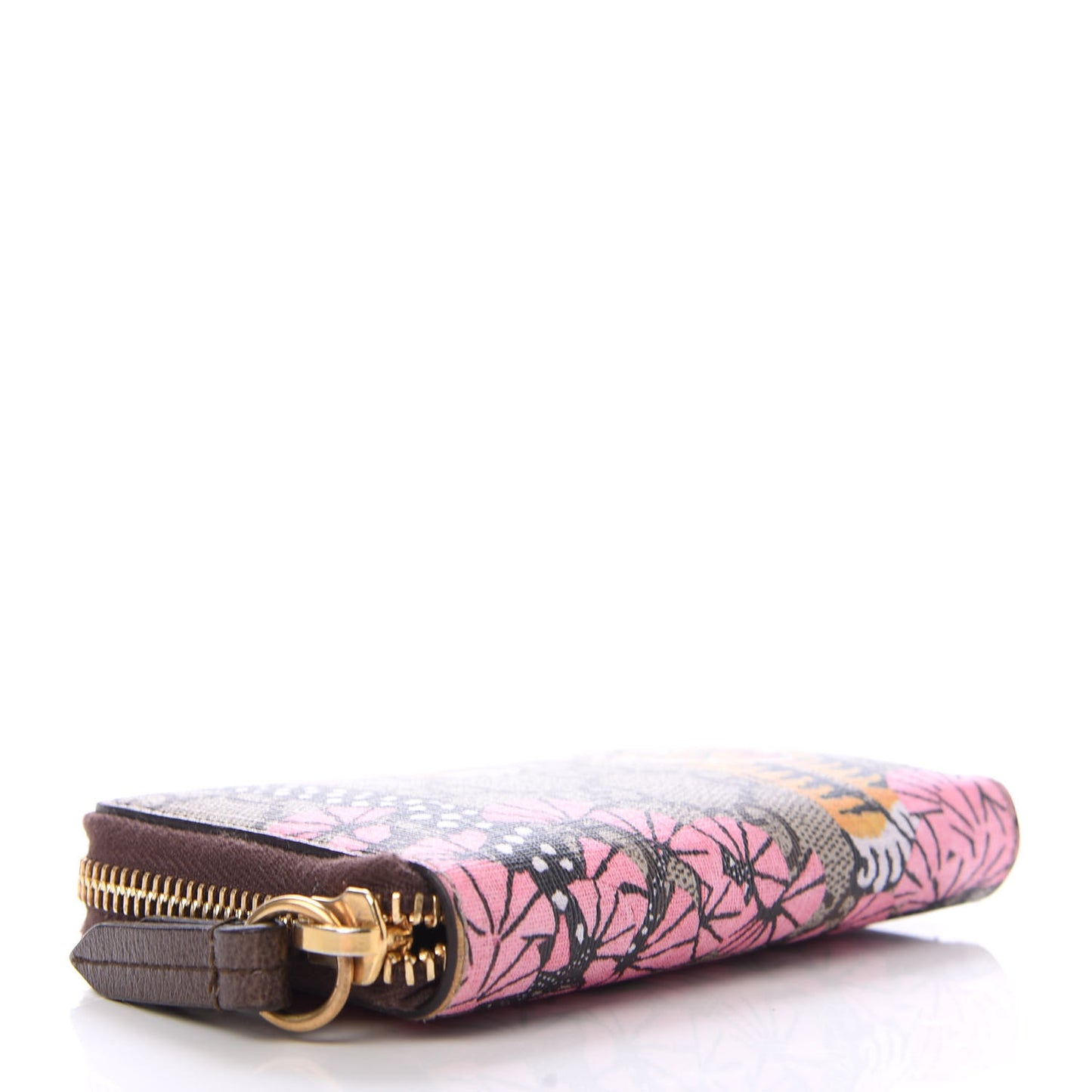 GG Supreme Monogram Bengal Zip Around Card Case Wallet Beige Pink
