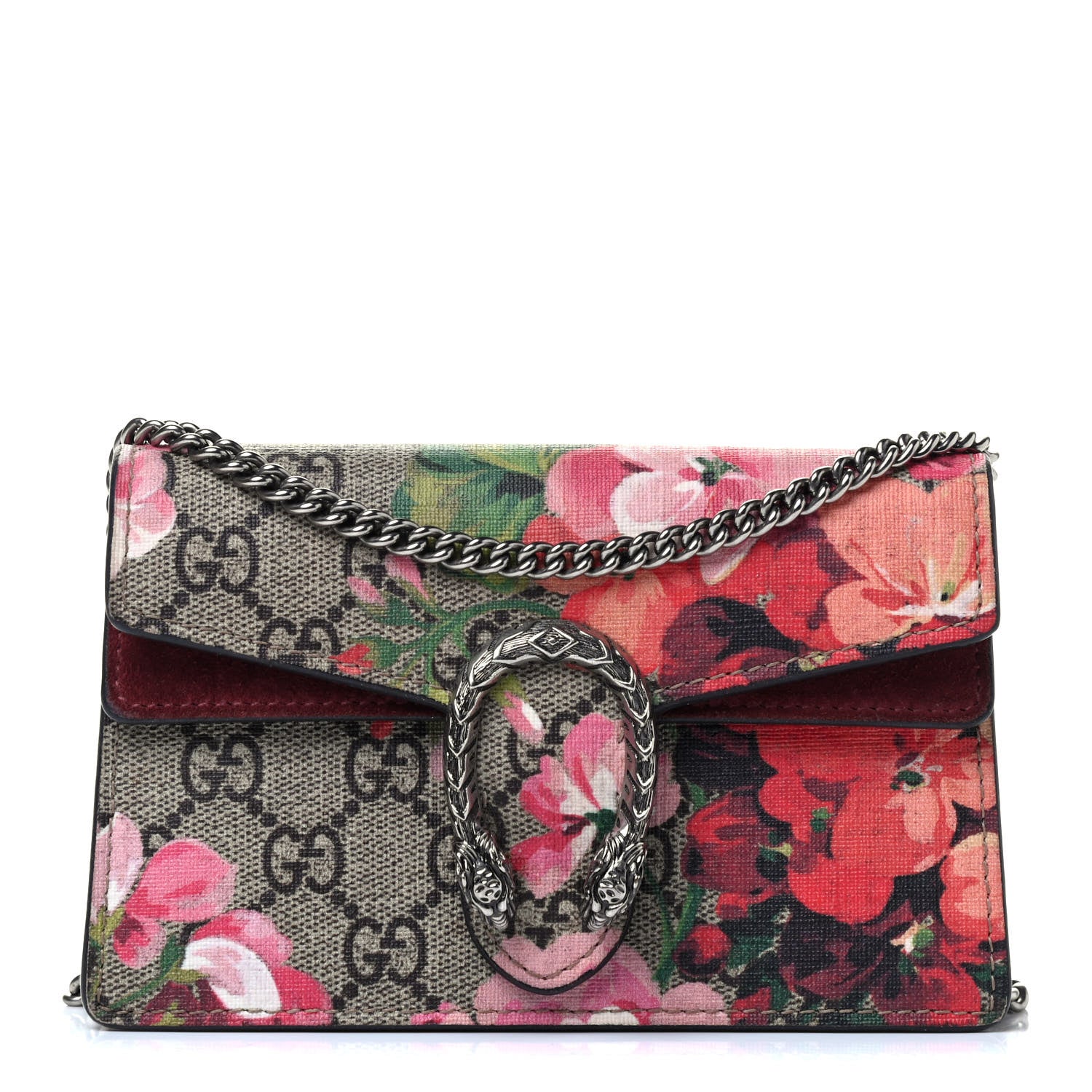 Gucci GG Supreme Monogram Blooms Super Mini Dionysus Shoulder Bag Beige Multicolor Dry Rose 1 of 4