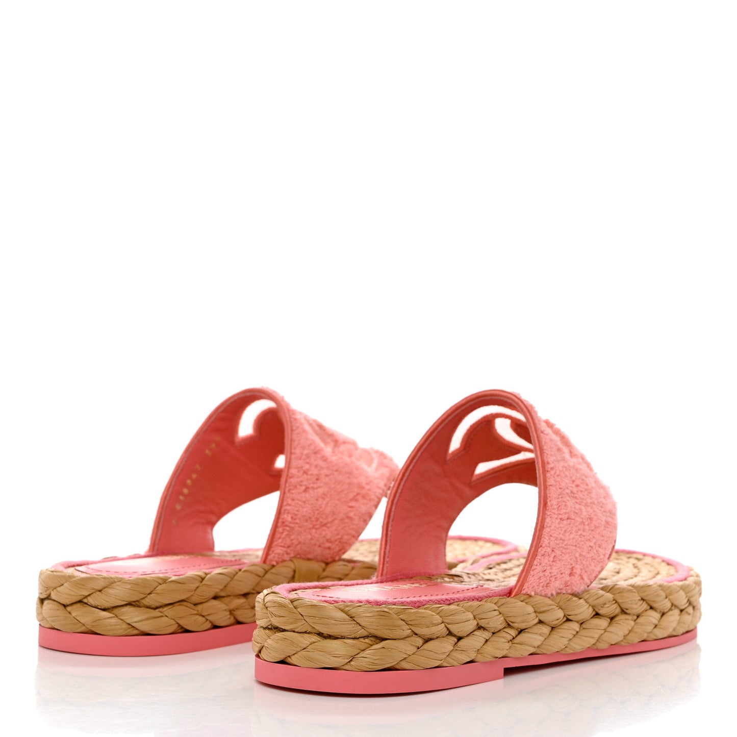 Terry Cloth Raffia CC Logo Thong Sandals 39.5 Pink