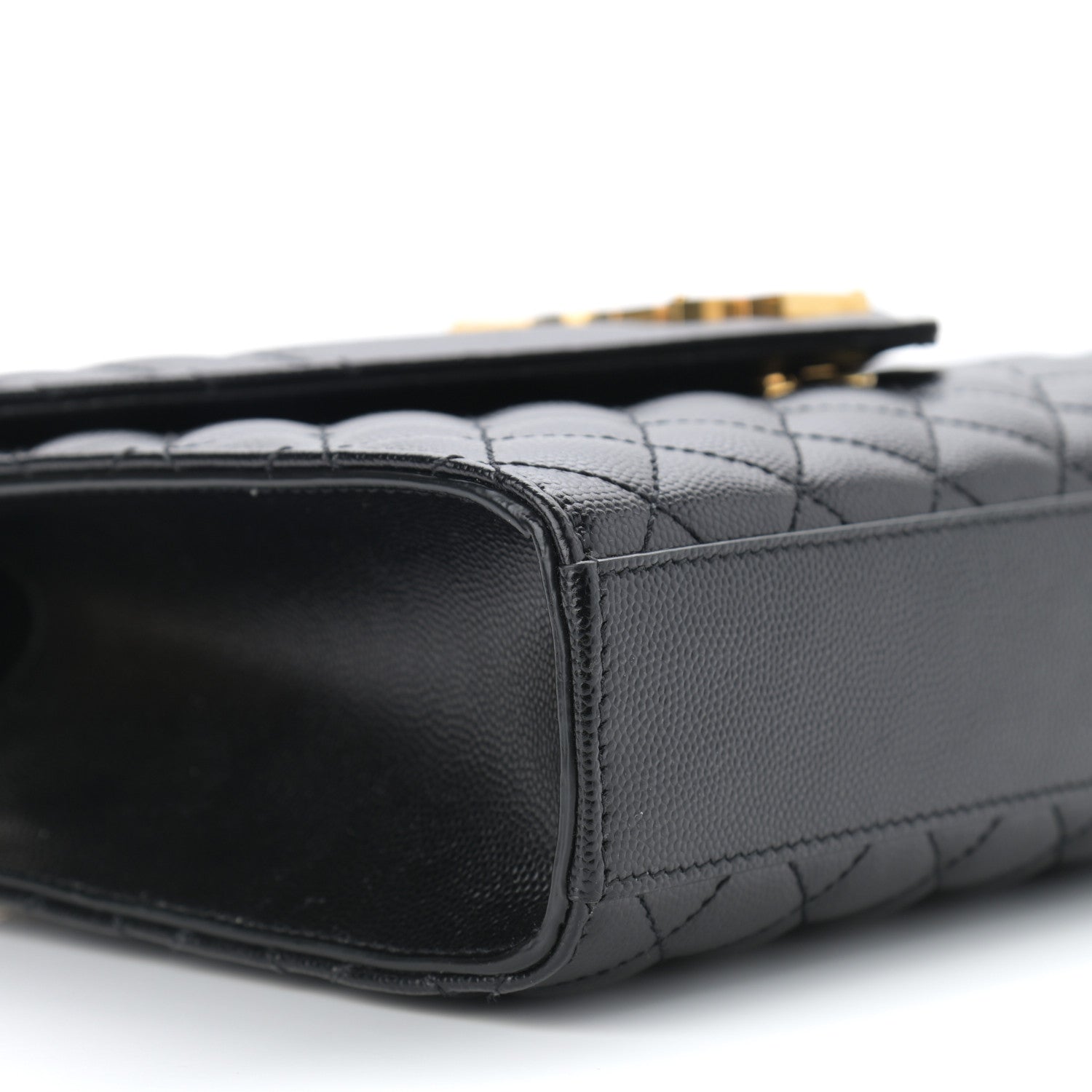 Saint Laurent Grain De Poudre Textured Mixed Matelasse Triquilt Medium Monogram Satchel Black 10 of 12