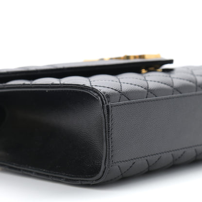 Saint Laurent Grain De Poudre Textured Mixed Matelasse Triquilt Medium Monogram Satchel Black 10 of 12
