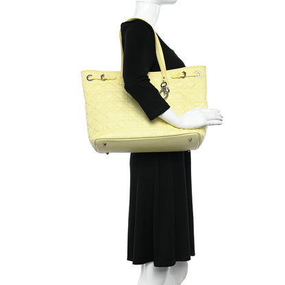 Christian Dior Coated Canvas Cannage Medium Panarea Tote Light Yellow 1 of 11