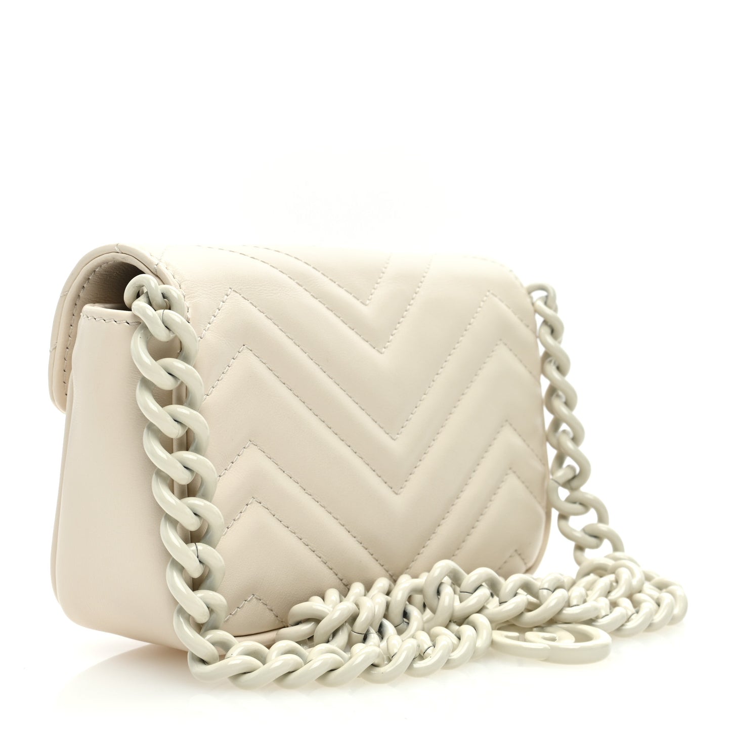 Calfskin Matelasse Monochrome GG Marmont Chain Belt Bag Mystic White