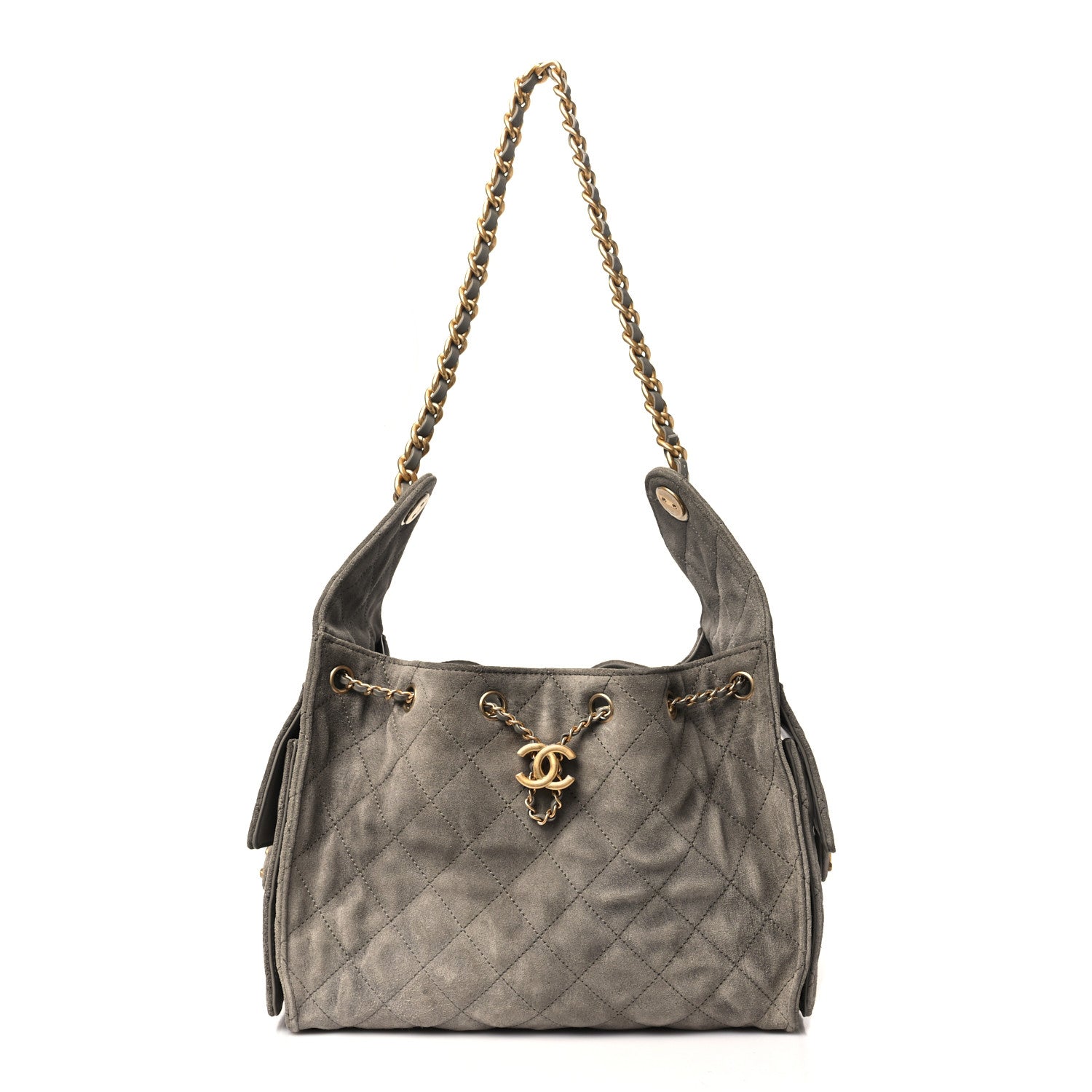 Chanel Suede Quilted Small Chanel 25 Handbag Grey 1 of 9