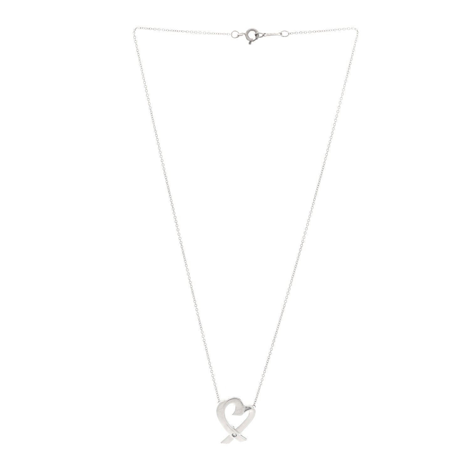 Tiffany Sterling Silver Diamond Paloma Picasso Loving Heart Necklace 3 of 6