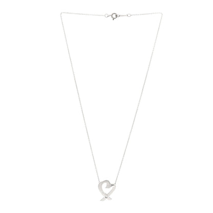 Tiffany Sterling Silver Diamond Paloma Picasso Loving Heart Necklace 3 of 6