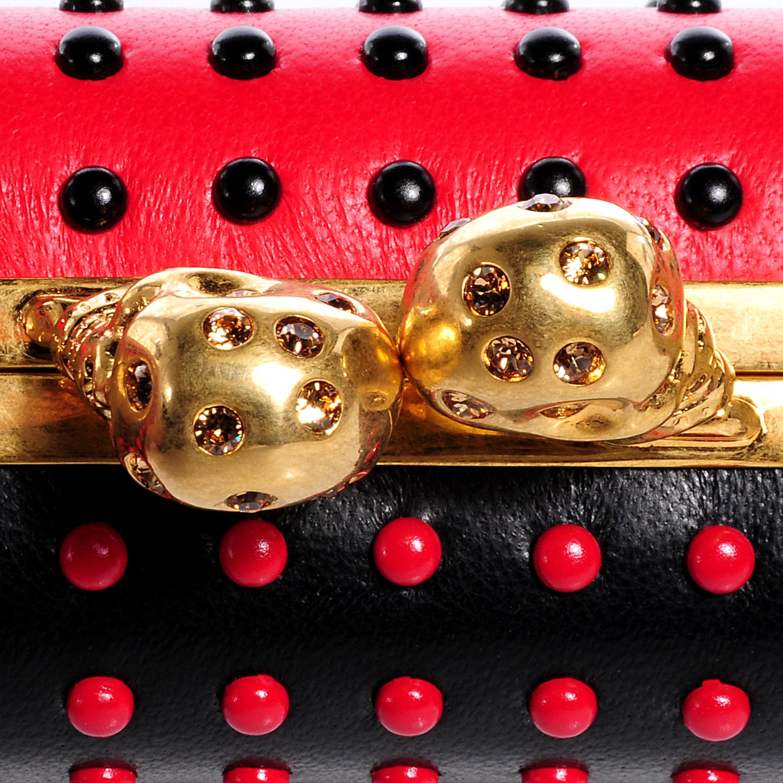 Alexander McQueen Nappa Bi-Color Twin Skull Box Clutch Black Red 13 of 13