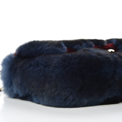Chanel Orylag Rabbit Fur Chevron Small Single Flap Burgundy Blue 8 of 9