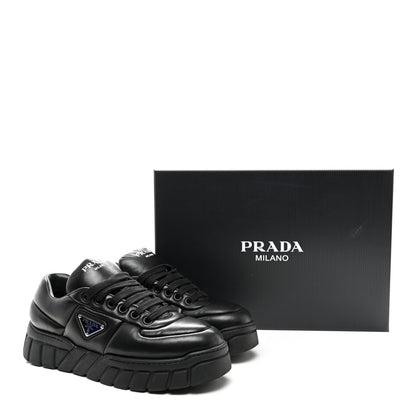 Prada Nappa Soft Metal Triangle Logo Womens Padded 30mm Sneakers 39.5 Black 15 of 15
