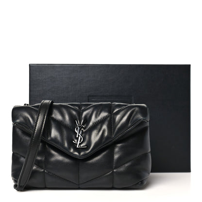 Saint Laurent Lambskin Quilted Toy Loulou Puffer Monogram Monochrome Chain Satchel Black 11 of 11