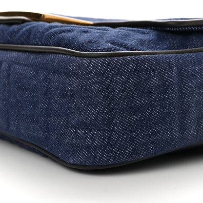 Fendi Denim Cuoio Aura FF Embossed Midi Chain Baguette Blue Ebano 10 of 10
