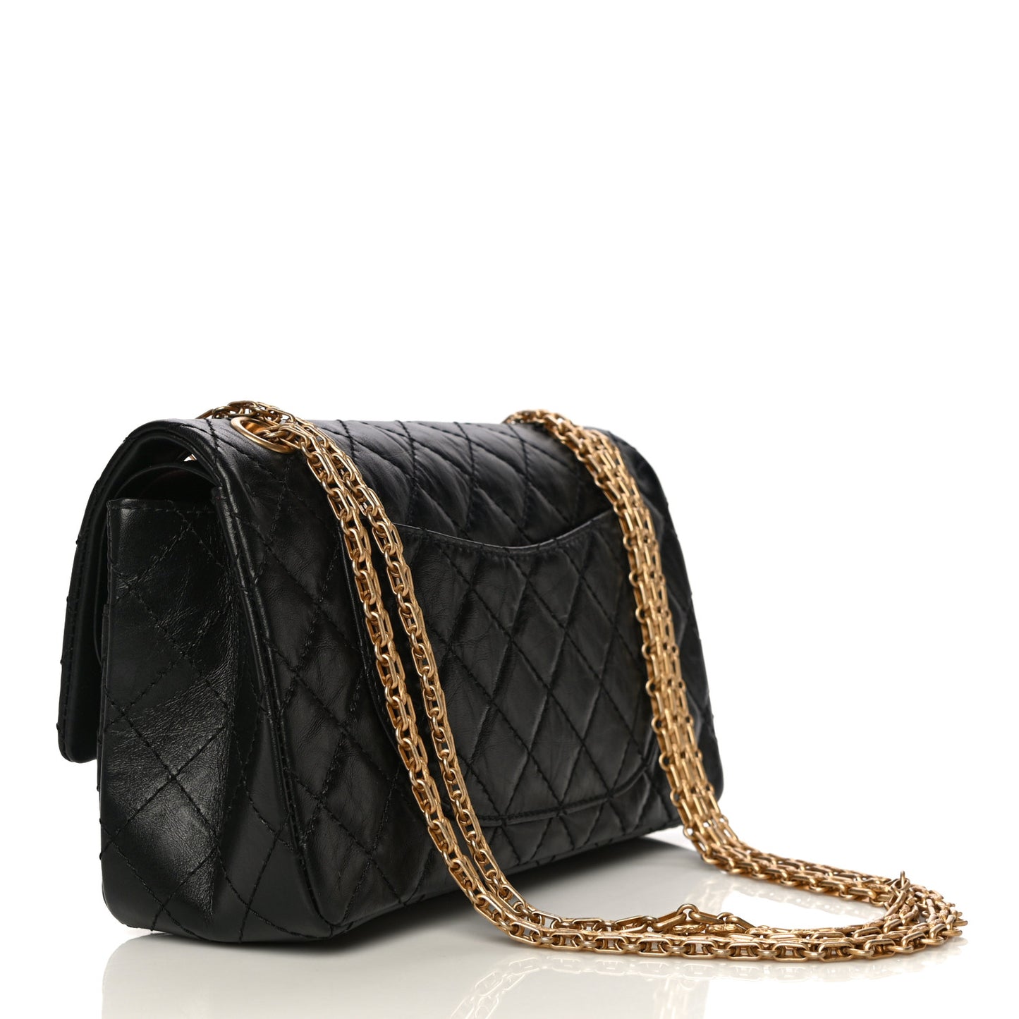 Aged Calfskin Quilted 2.55 Reissue 225 Flap Black