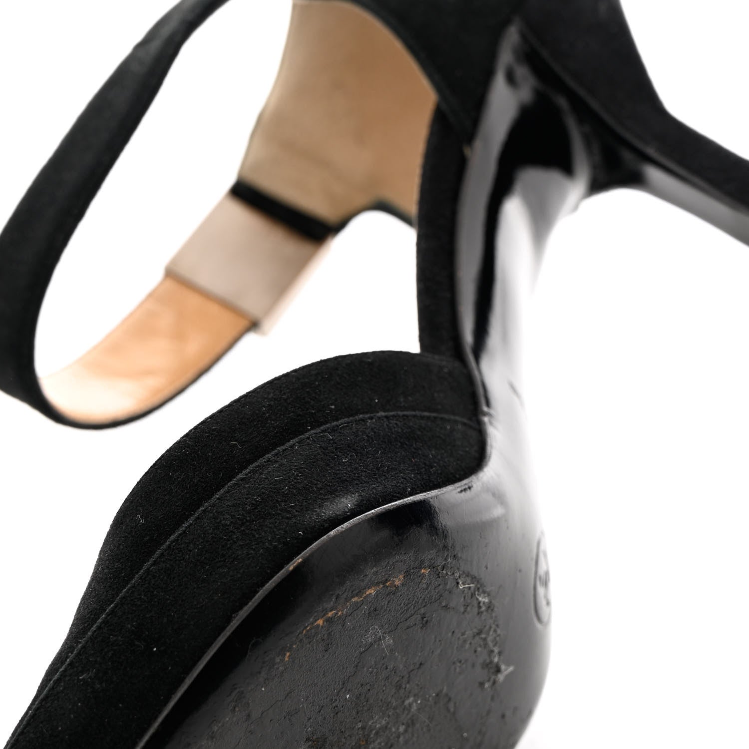Chanel Suede CC Ankle Strap Pumps 37 Black 9 of 13