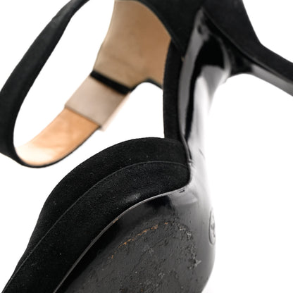 Chanel Suede CC Ankle Strap Pumps 37 Black 9 of 13