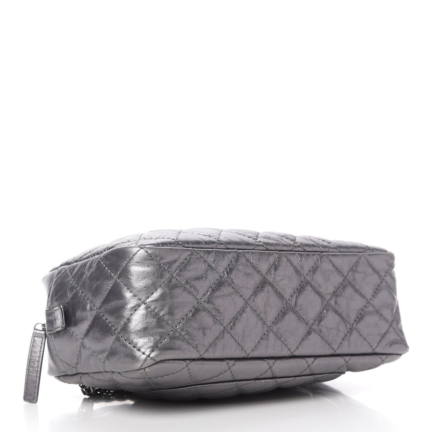 Metallic Aged Calfskin Quilted Medium Reissue Camera Case Dark Silver